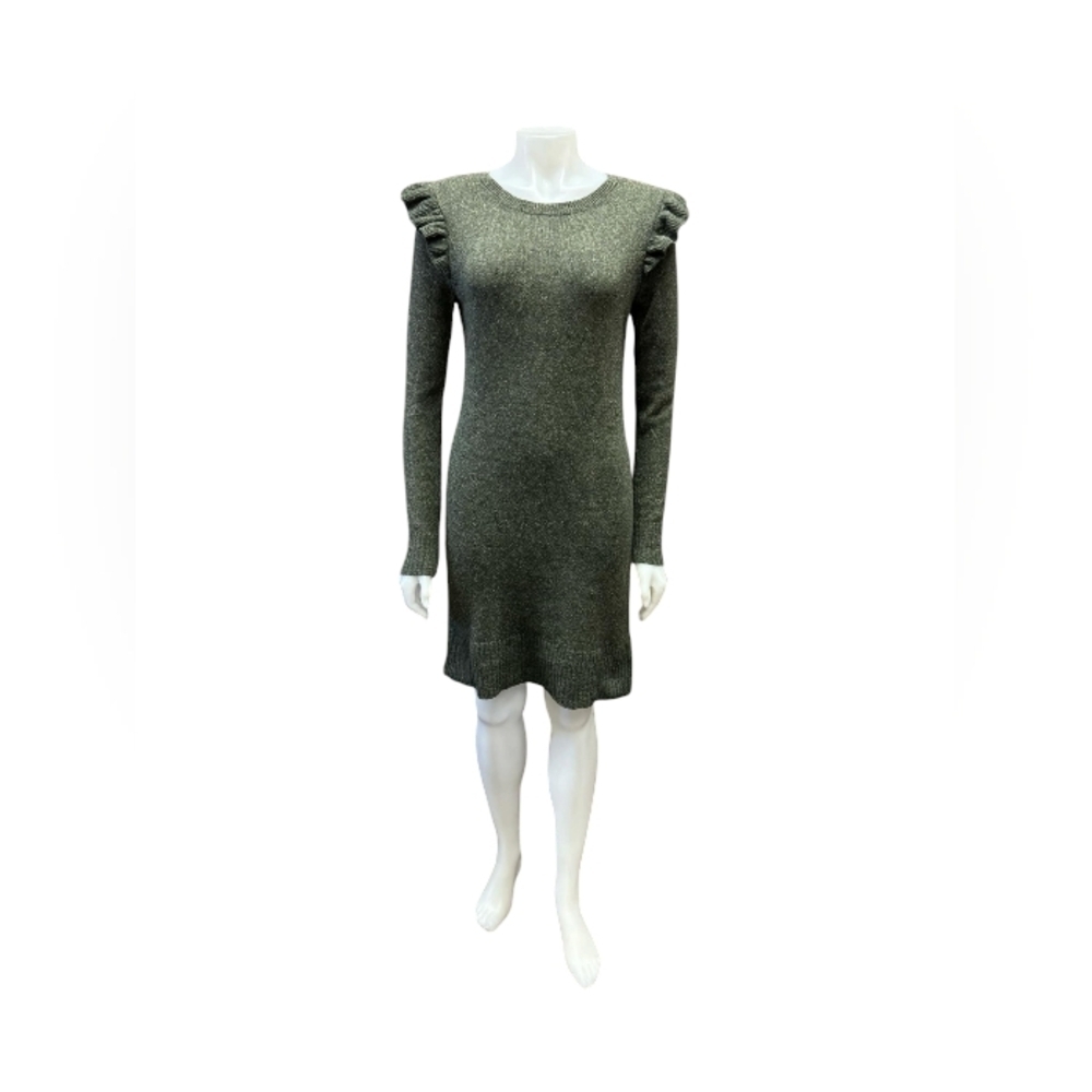 Club Monaco Dress EUC Long Sleeve Knit Silk/Wool Green Midi Size Medium - Picture 2 of 12